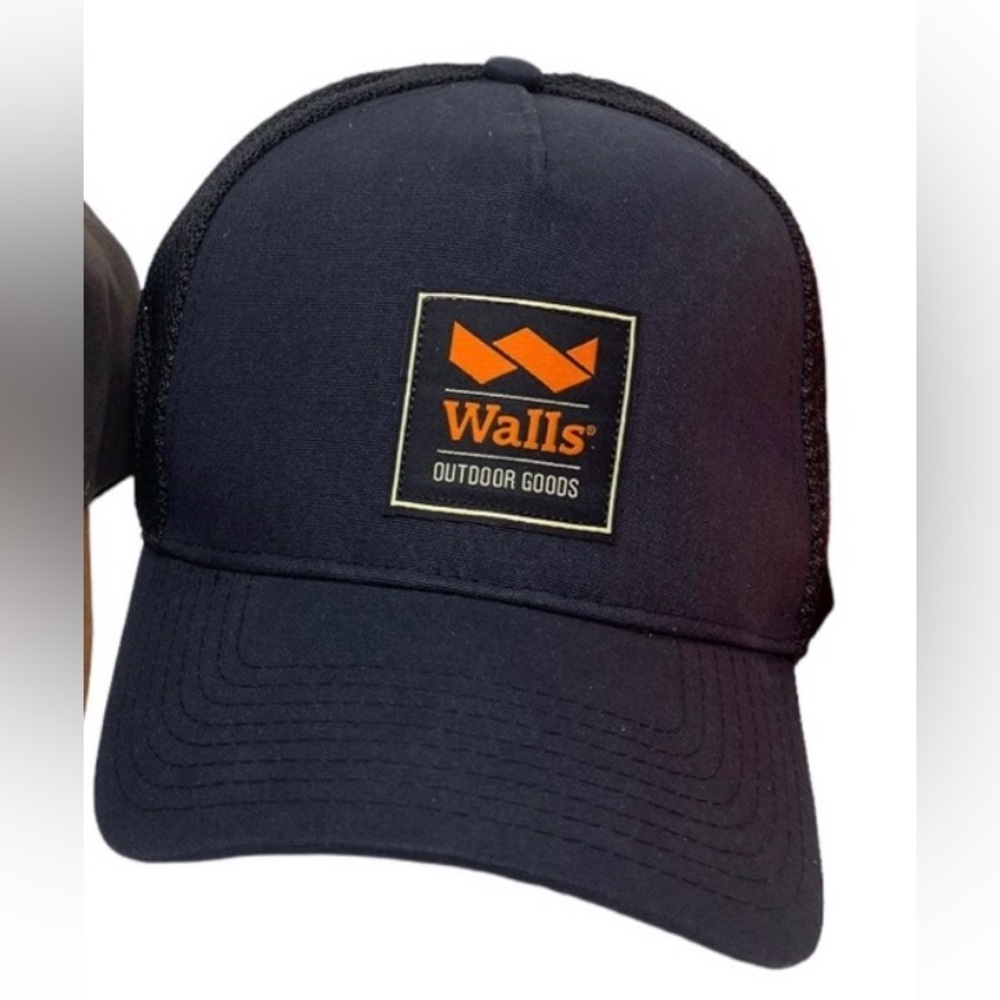 WALLS Mens Black with Orange Lettering Hat: Size OSFM